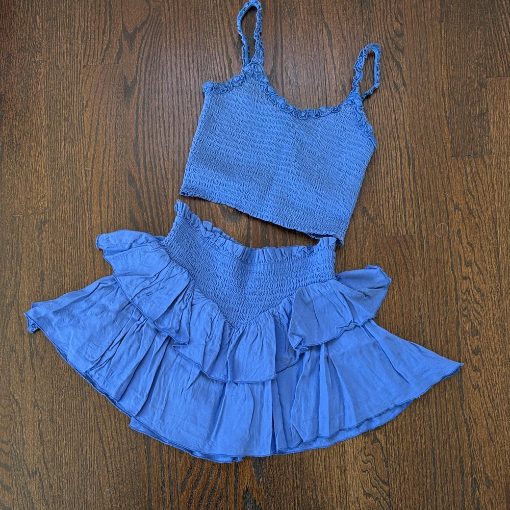 Katie J NYC Kids blue skirt and top Set